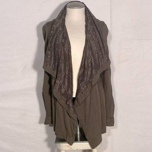 Bob Timberlake  Olive Green Draped Waterfall Front Open Cardigan Jacket XS